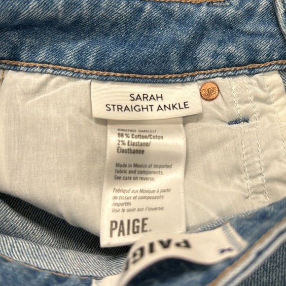 Paige Sarah Straight Ankle Jeans Size 26 - Picture 3 of 5